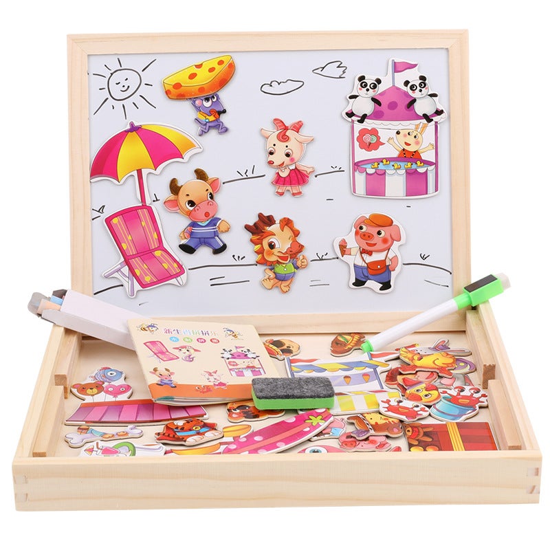 Children'S Toys Wooden Magnetic Puzzle Puzzle Animal Puzzle Double-Sided Magnetic Drawing Board Children'S Puzzle Puzzle - Image 5